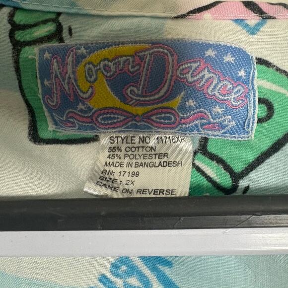 Mood Dance 2X Button Front Hair Stylist Theme Granny Smock Cover Up - Picture 2 of 3